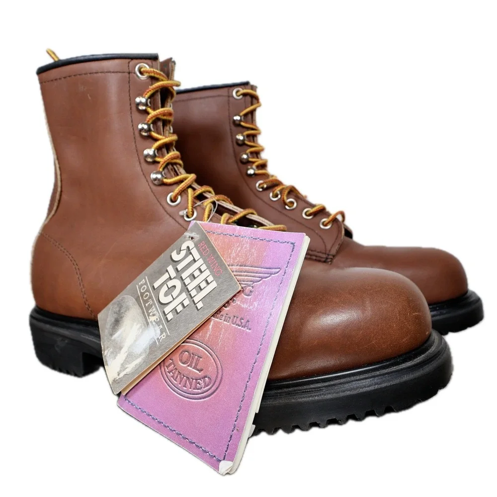 Red Wing 2233 Steel Toe Boots Mens 8 E2 Brown Leather Work Safety Made in USA